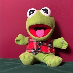 BABY KERMIT THE FROG 1987 HENSON ASSOCIATES INC PLAID VEST 7" PLUSH